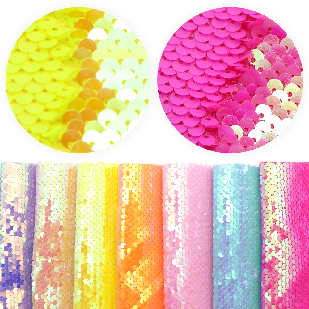 20x33cm Reversible Sequins Polyester Precut Quilting Fabric Squares Sheets Crafting Hand Sewing DIY Wallet Fabric Stitching