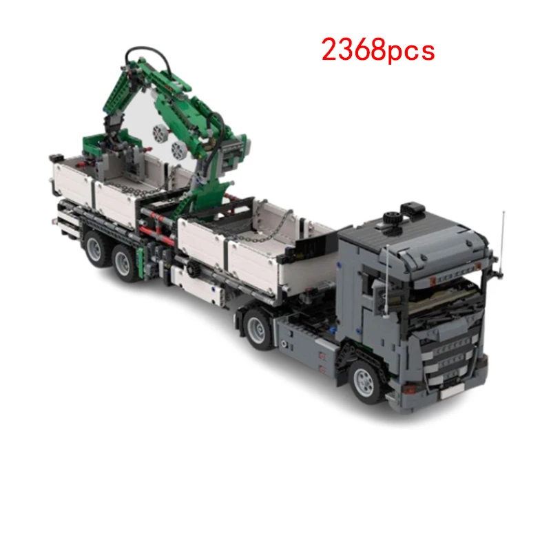 In stock: MOC-97365 With Grab, Crane, Trailer, Truck, Small Pellets, Building Blocks, Models, Toys, Gifts, Ornaments