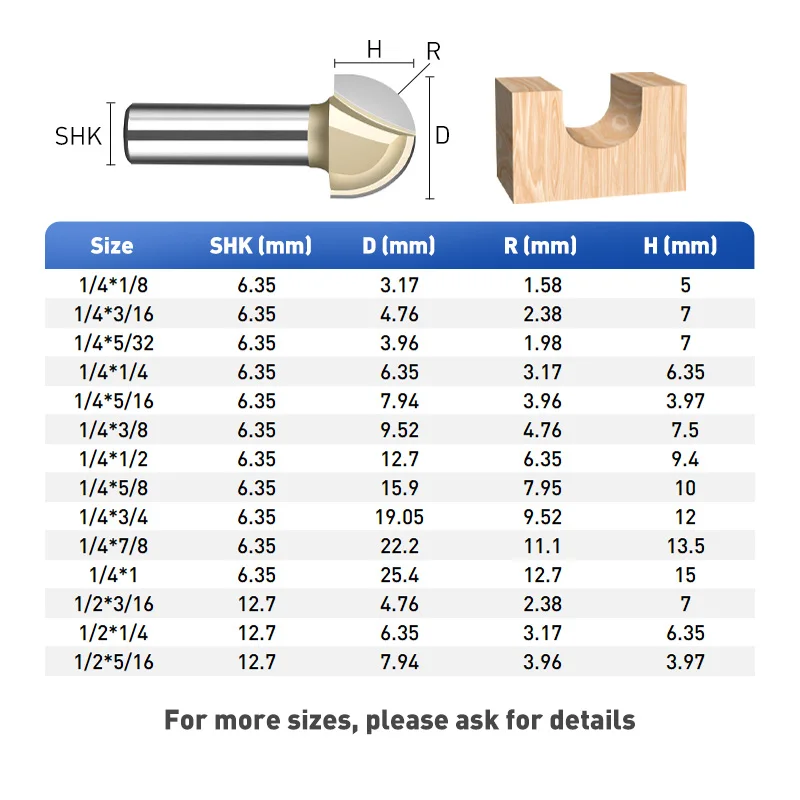 Arden Core Box Cnc 1/4 Router Bits Wood Woodworking Tungsten Carbide Milling Cutter Arden Radius Ball Nose Cnc Router Bit