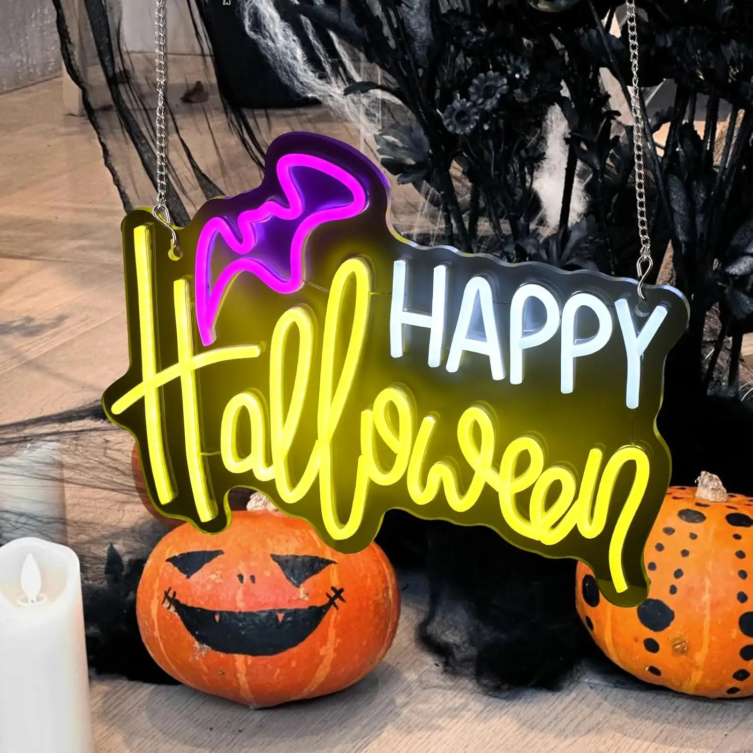 سعيد هالوين النيون تسجيل SB عكس الضوء LED ضوء النيون للملاهي غرفة شبح غرفة رجل الكهف بار مقهى هدية تزيين المنزل #5