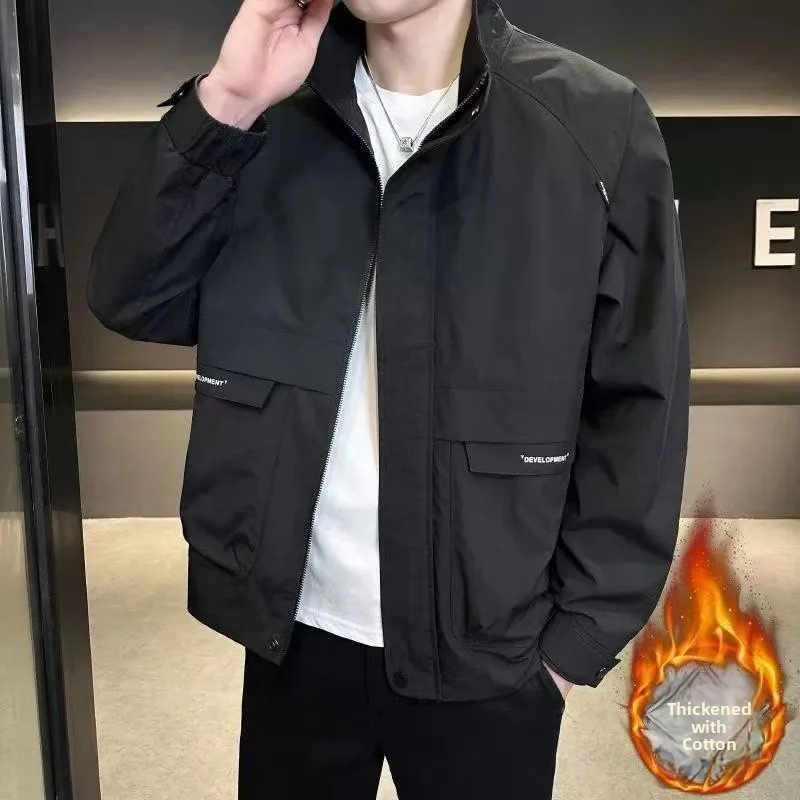 

Men's Windproof Long Sve Zipper Stand Collar Jaet Casual Sle Commute Outerwear Spring Autumn New Arrival