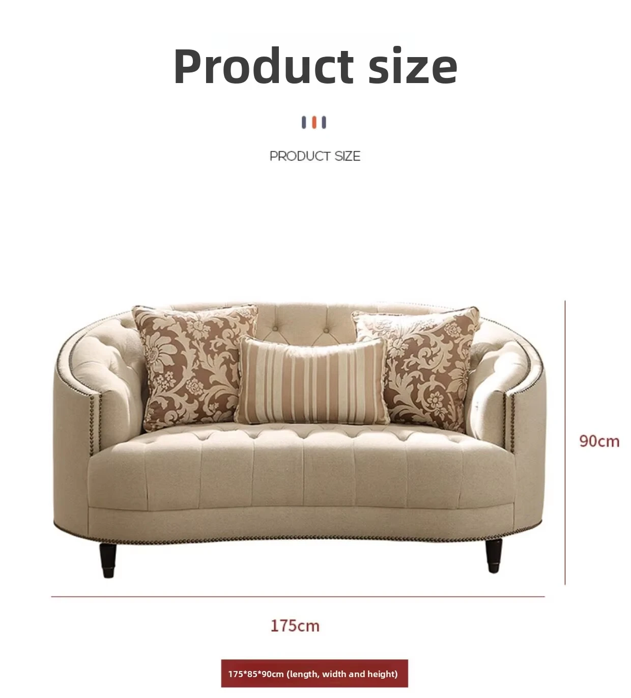 Linen semi-circular single reclining solid wood sofa country living room high-end villa