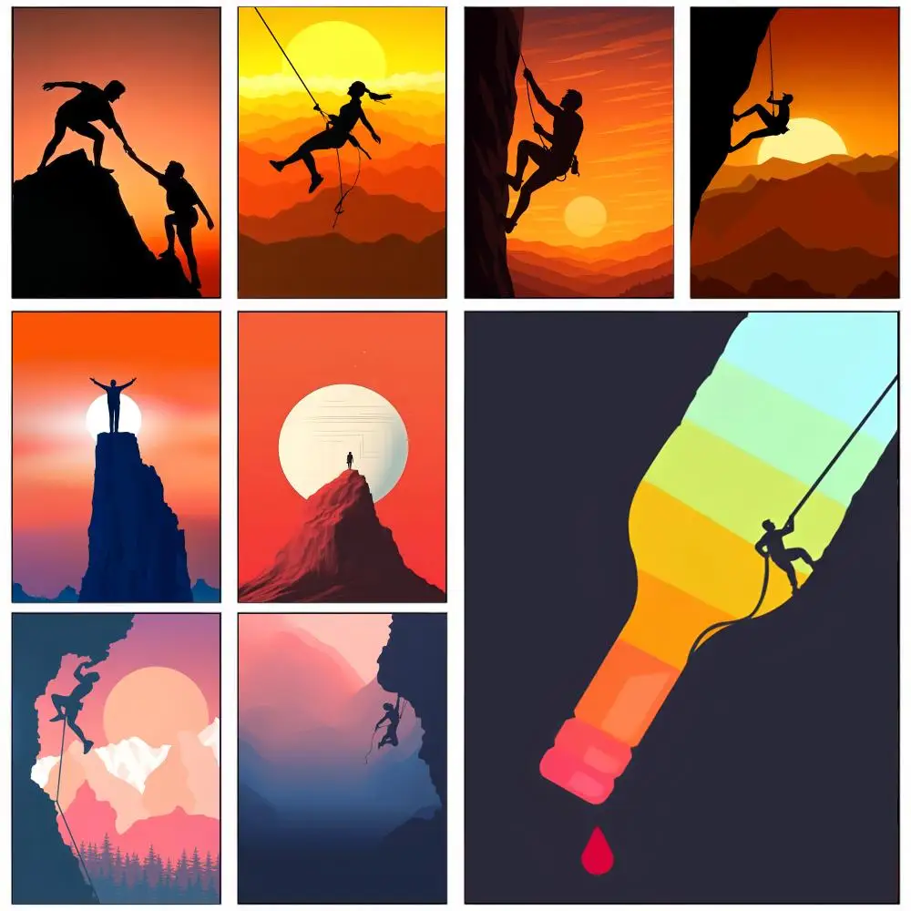 

Abstract Climbing Adventure Poster For Office Bedroom Coffee Home Decor Durable Waterproof Aesthetic Stickers Wall Art HD