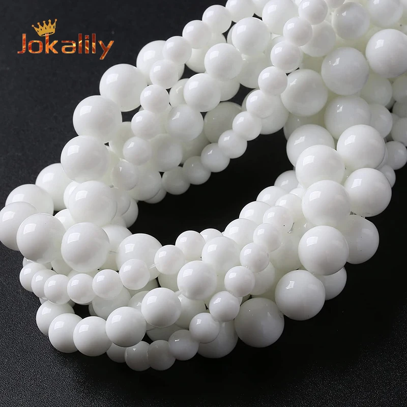 4 6 8 10 12 14mm Natural White Agates Onyx Stone Beads Round Loose Spacers Beads For Jewelry Making Diy Bracelet Accessories 15\