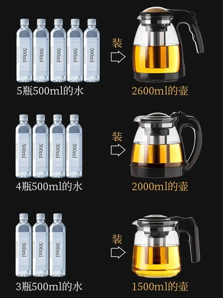 Large Capacity Clear Borosilica Glass Teapot With Stainless Steel Infuser Puer Kettle Heated Container Coffee Tea Pot Maker