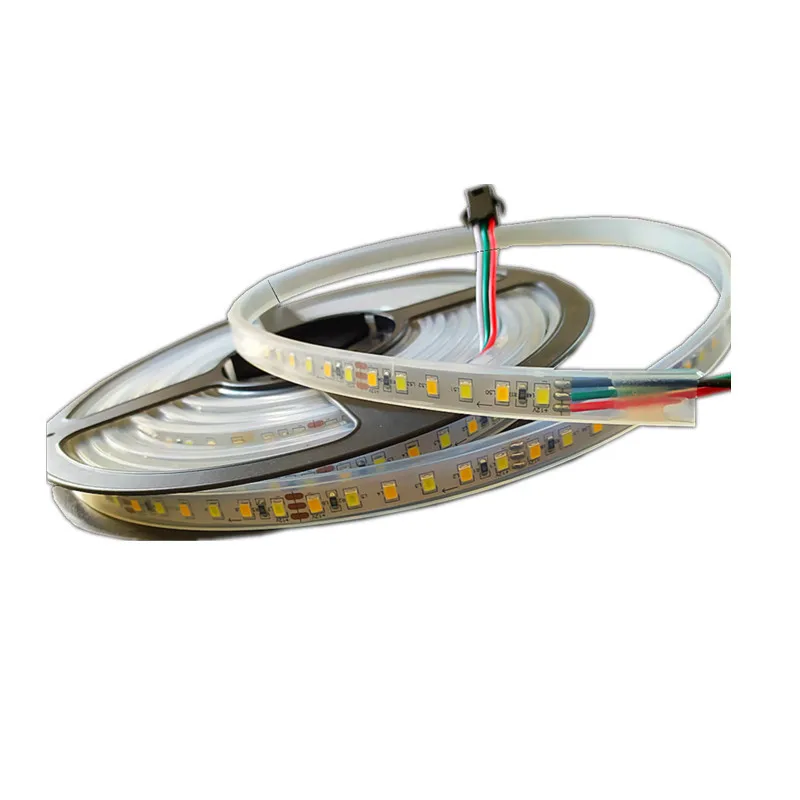 

5m Waterproof LED Double Color Strip CCT Strip Warm White +White 120 leds/m Color Temperature Adjustable 3000k 4000k 6000k 12v