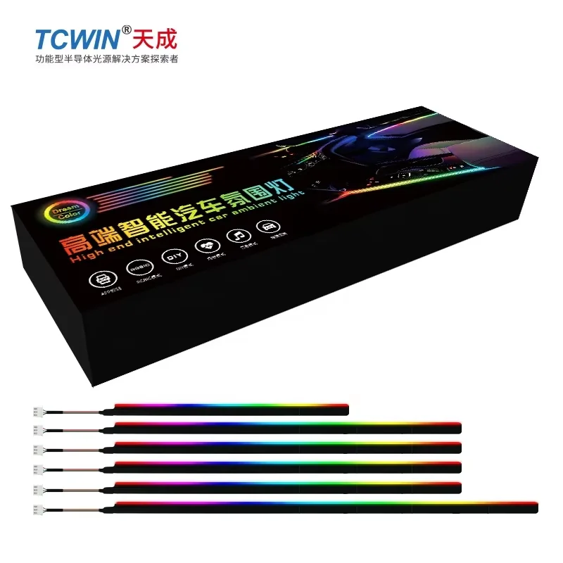 2026 Tcwin Dream Color Car Led Ambient Light 5V Accessories Interior Decorative Music APP Control Strip Light LED App Control