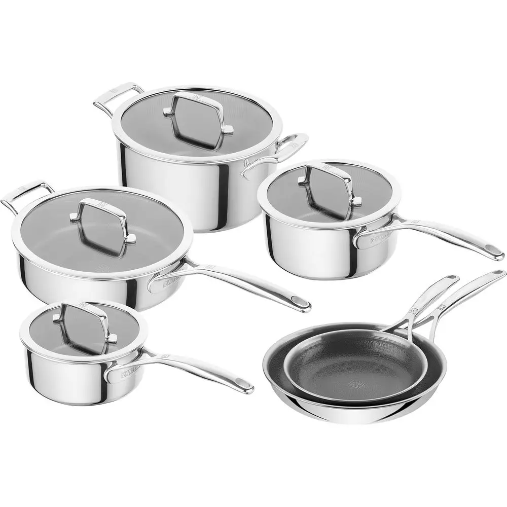 

10-Piece Stainless Steel Nonstick Cookware Set, Dual Performance, Suitable for All Stovetops, Dishwasher Safe