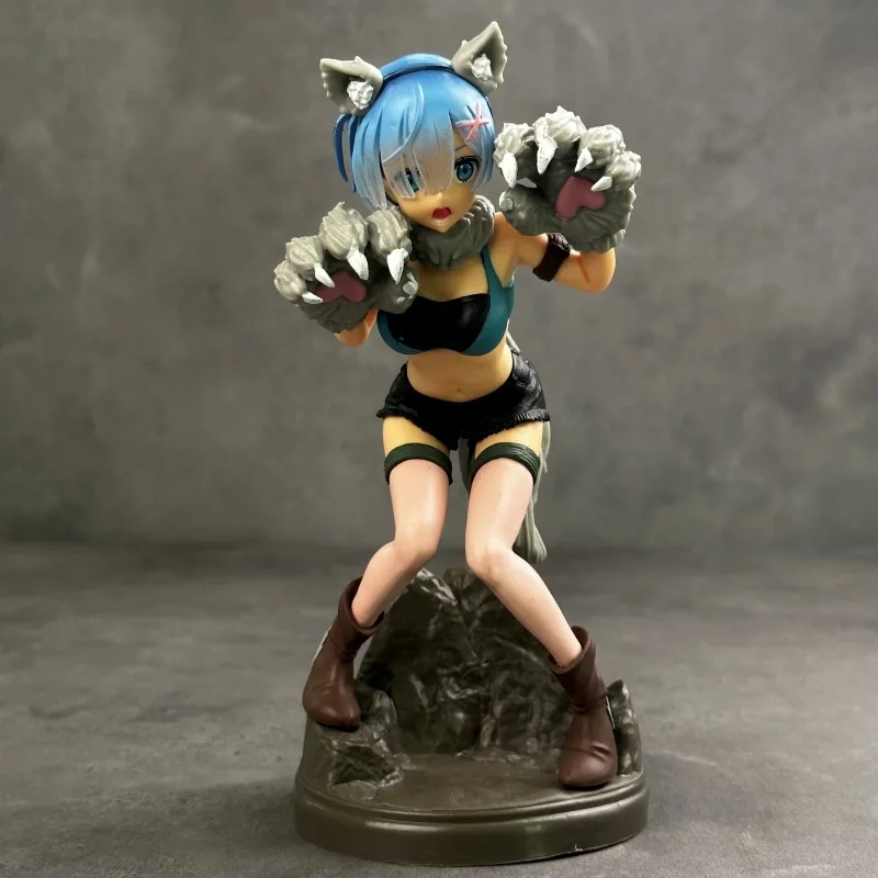 

Anime Character Little Grey Wolf Rem Wolf Ear Standing Posture Car Desktop Ornament Home Crafts Small Figurines & Miniatures