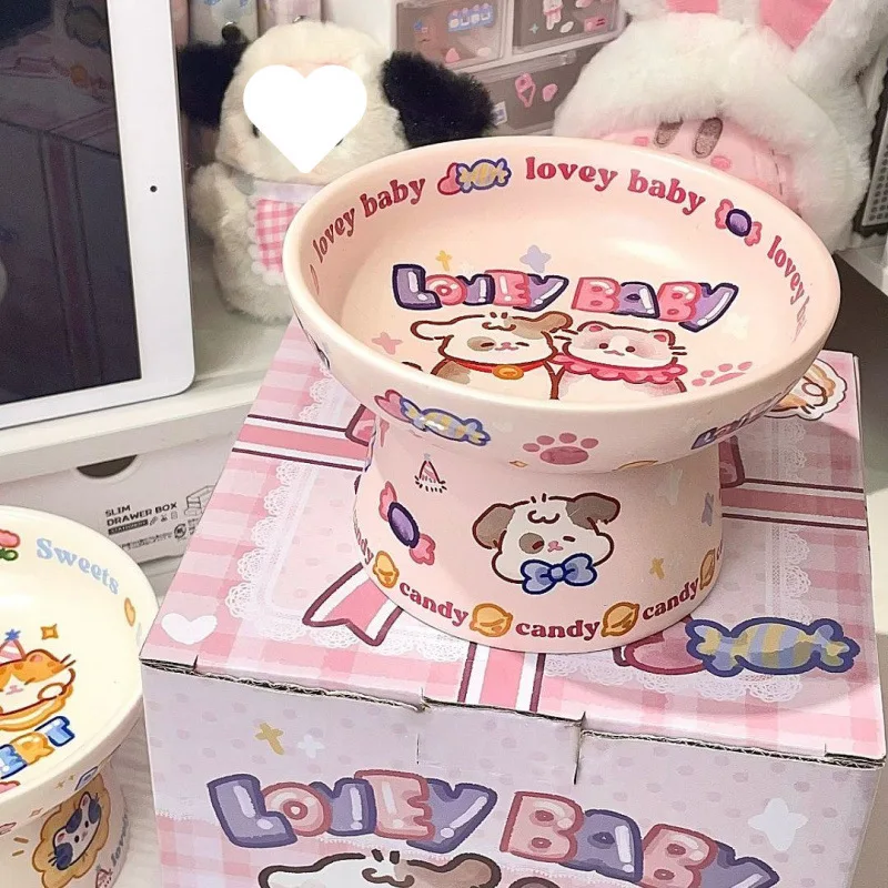 

Cute Ceramic High Footed Pet Bowl,Heat-resistant Neck Protecting Cat Bowl,Anti Knock Cartoon Dog Bowls,High-quality Pet Products