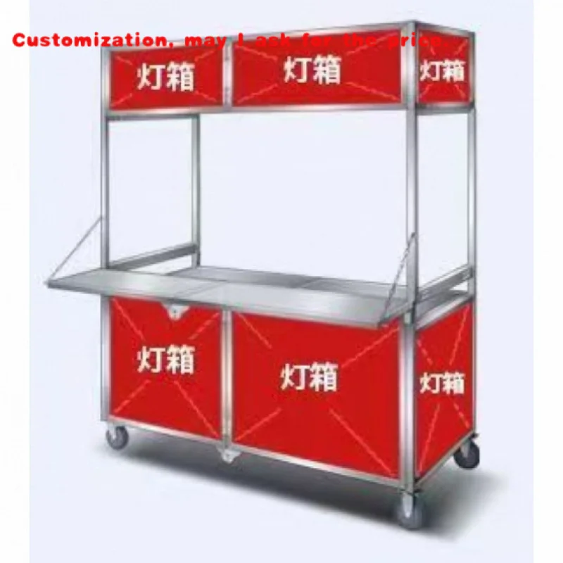 

На заказ.Новая многофункциональная складная тележка для закусок с сеткой для ночного рынка, красная напольная киоска, мобильные колеса для еды из нержавеющей стали, Tr