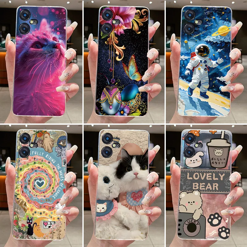 Invólucro para tecno pova neo 3 caso lh6n silicone estética moda bonito gato capa traseira techno pova neo 3 caso de telefone transparente