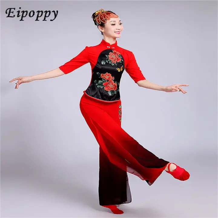 Yangge Clothes Drum-Playing Costume Performance Costume Female Style Waist Drum Fan Dance National Dance Performance Costume