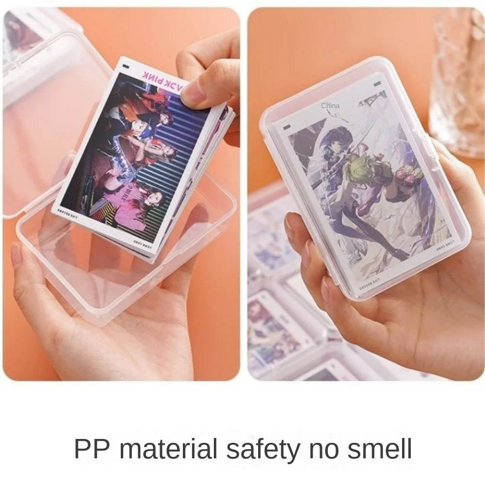 PP Photos Storage Box Transparent Large Capacity Postcard Storage Classification Drawer Storage with Lid Small Card Organizer