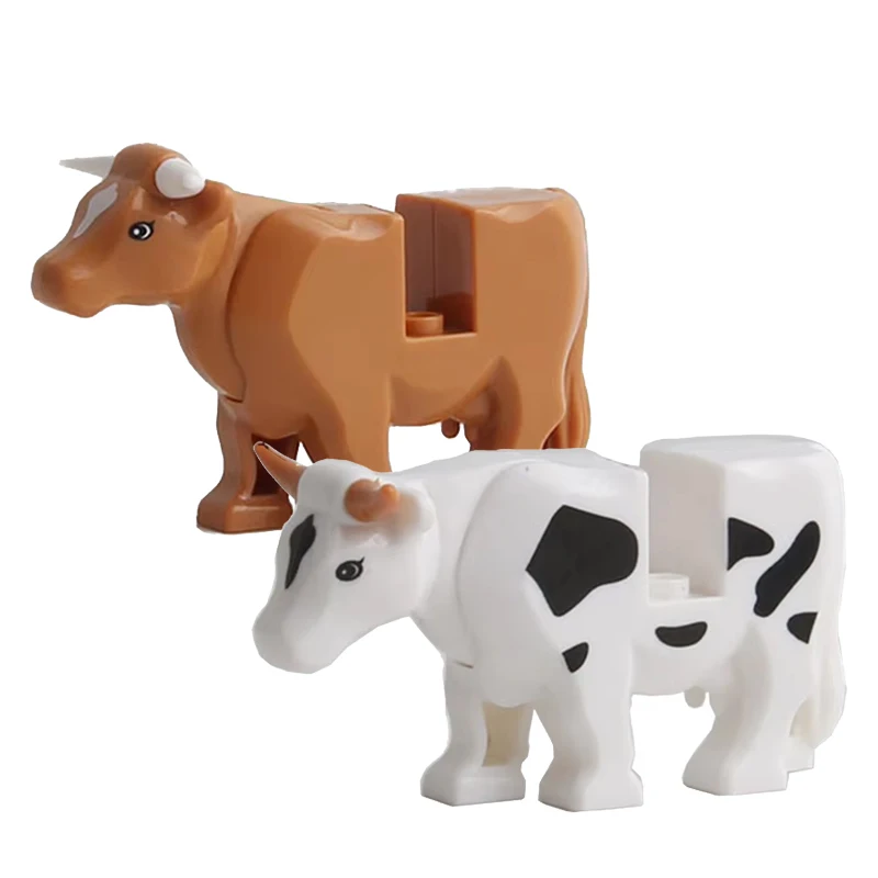 MOC Bauernhof Zoo Tier Bausteine Krokodil Shark Delphin Schimpanse Kuh Leopard Lernspiel Zubehör Ziegel Kinder Spielzeug
