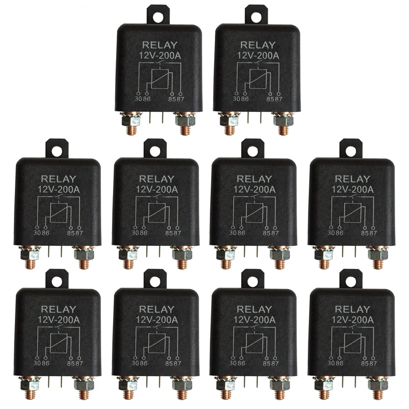 

10X 12V 200A Normally Open 4 Pin Relay - Heavy Duty Automotive Marine Split Charge