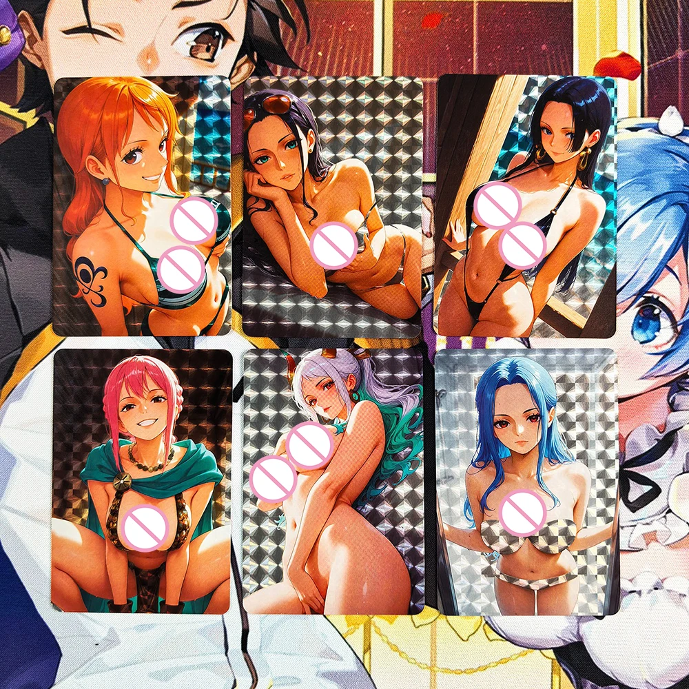 Een Stuk DIY 9PCS Getextureerde kleur flash collectible card Hancock Luffy Nami Perona Robin Zoro Jongen verjaardag kerstcadeau