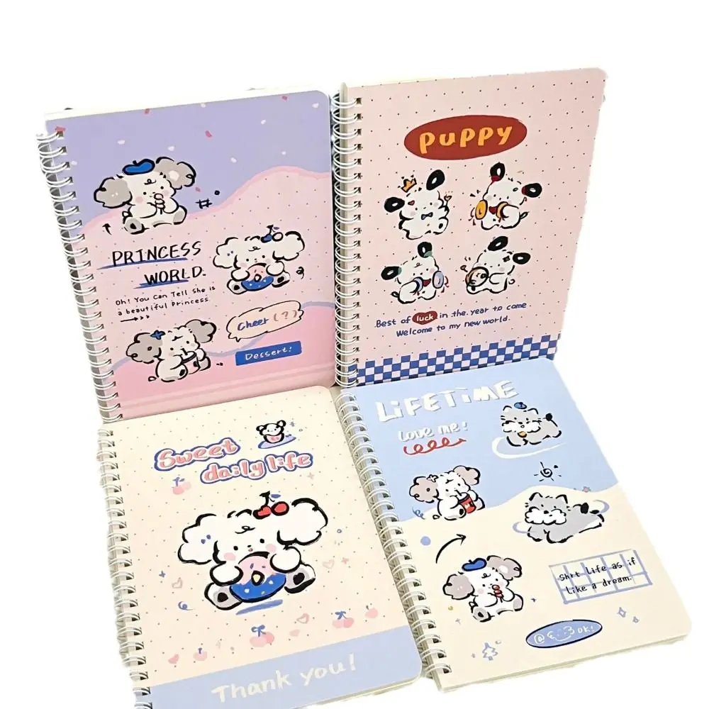 Cuaderno con espiral de dibujos animados para piezas, cuaderno de dibujos animados para cachorros, suministros escolares, 4 unidades