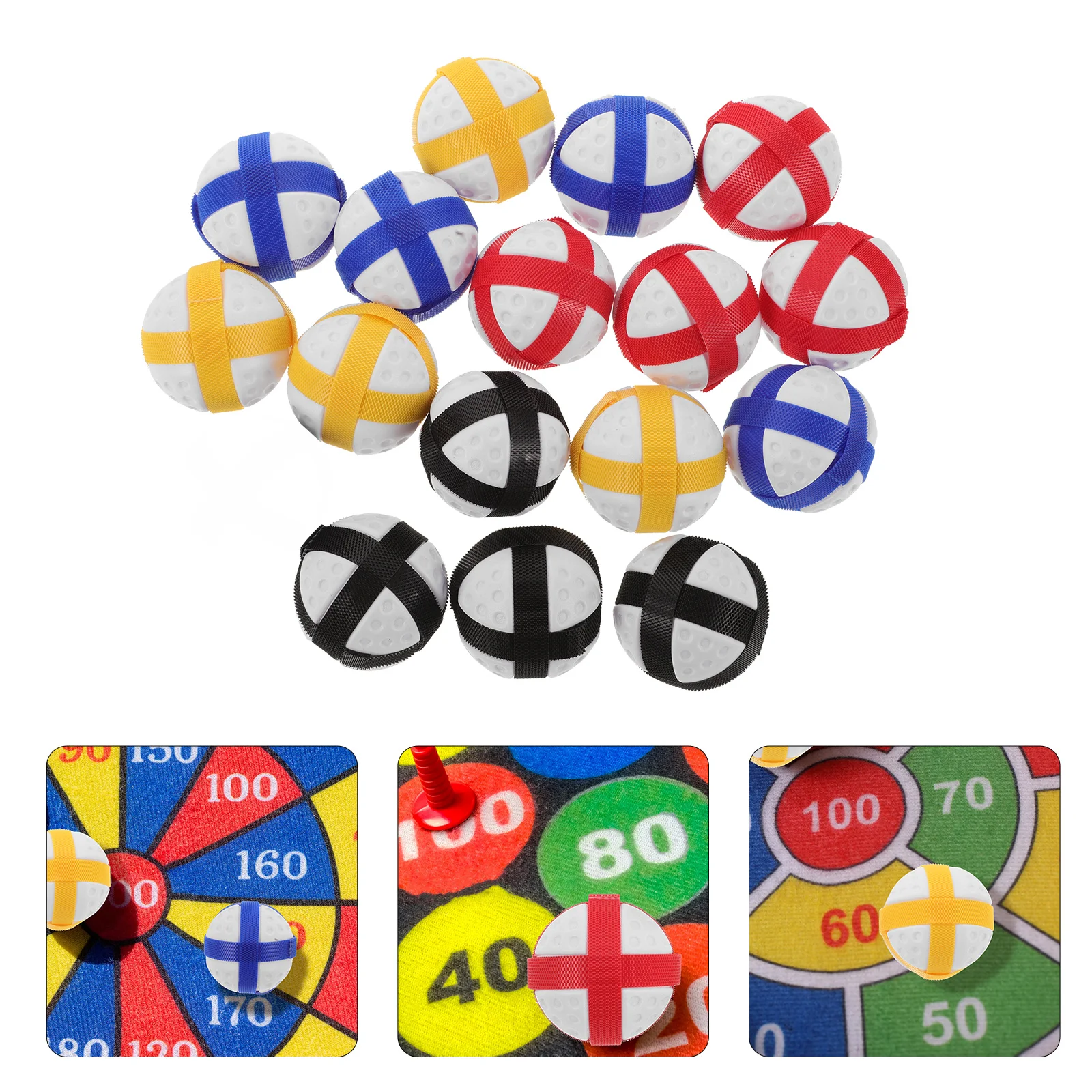 16 Pcs Golf Sticky Ball Sports Toys Colored Balls Dart Game for Kids Sucker Indoor Bye Board Child