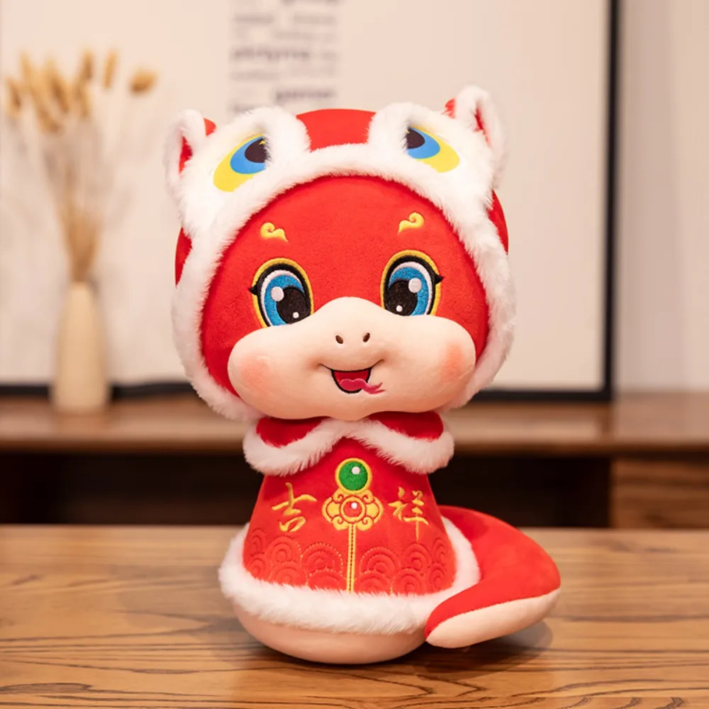 สวัสดีปีใหม่ 2025 งูปี Plush Mascot PP ผ้าฝ้ายนุ่มงูปี Mascot ของเล่นตุ๊กตาสัตว์น่ารัก Lucky ตุ๊กตางู Plushies