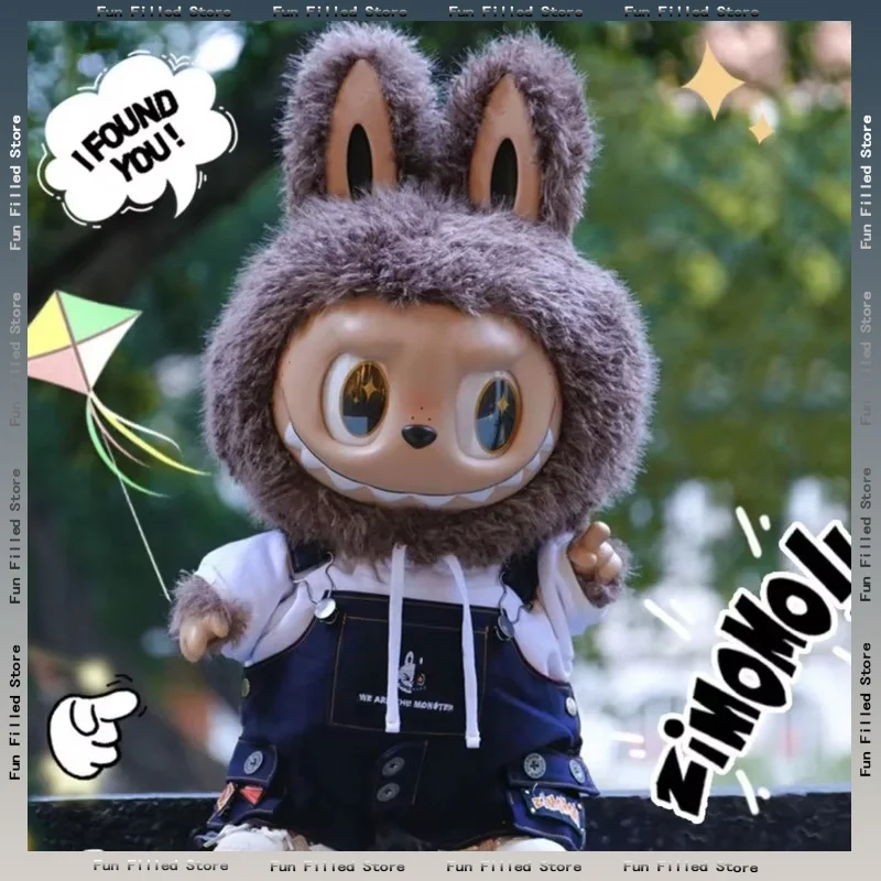 Labubu In Stock 38cm Labubu Clothes Mokoko Canvas 58cm Zimomo Clothes Overalls Labubu Baby Clothes 17cm Trendy Hoodie Camera Toy