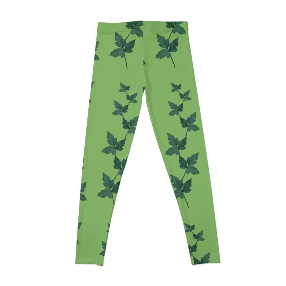 Real Poison Ivy Leaves Pattern- Poison Ivy Cosplay | Ivy Pattern | Green Leggings harem pants Womens Leggings