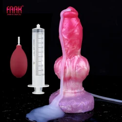 FAAK Silicone fantasy Dog Knot Squirting Penis Large Ejaculation Dildo With Sucker Spray Liquid Sex Toys For Women Men Big Dong