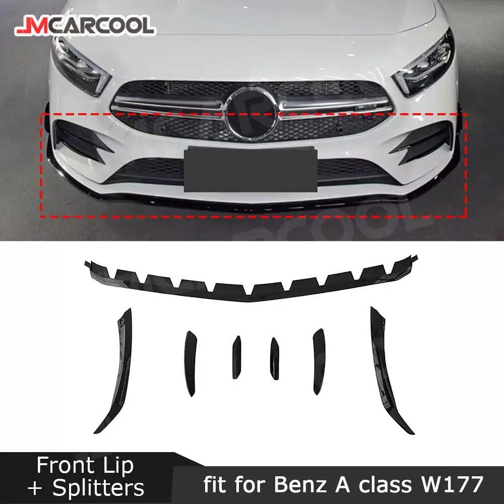 

JMCARCOOL 7 шт. накладка на передний бампер из АБС-пластика для Mercedes Benz A Class W177 A35 AMG Sedan 2019 2020 2022 Canard Splitters