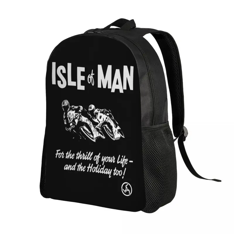 Isle Of Man Backpack for Boys Girls Motorcycle Tt Races School College Travel Bags Women Men Bookbag Fits 15 Inch Laptop