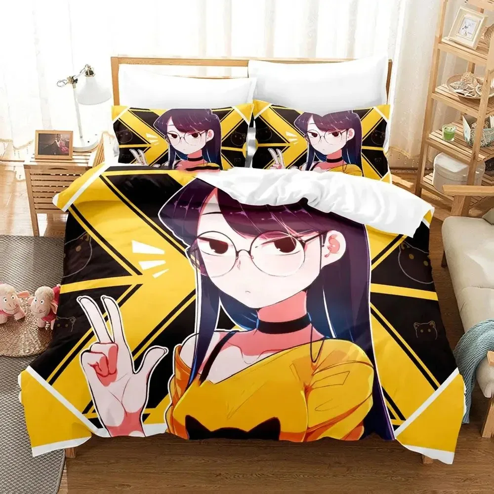 

Anime Komi Can't Communicate Bedding Set Boys Girls Twin Queen Size Duvet Cover Pillowcase Bed Kids Adult Home Textileextile