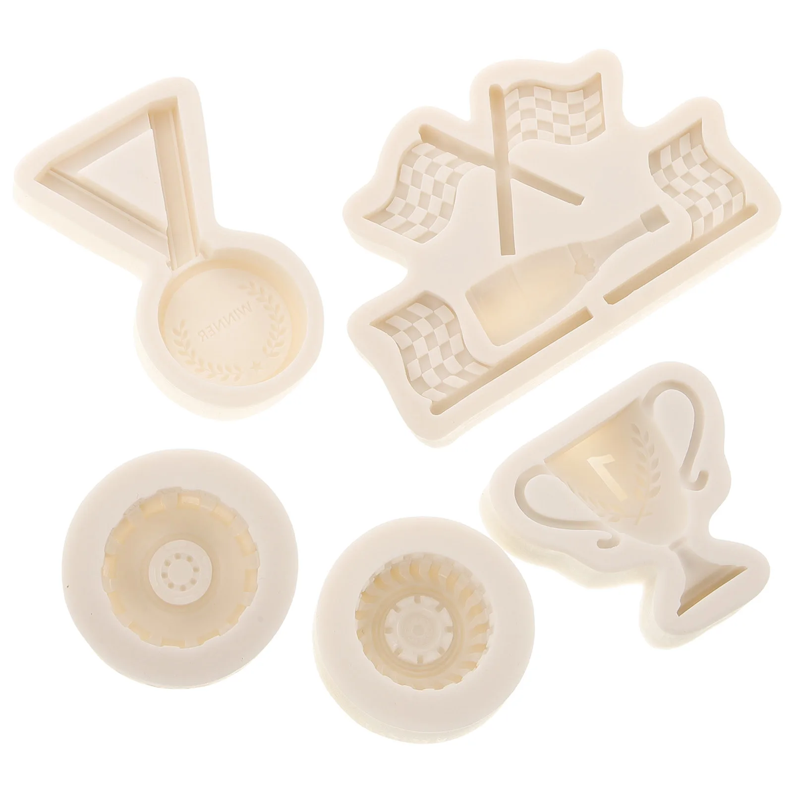 

5Pcs 3d Racing Tire Trophy Silicone Molds Diy Chocolate Fondant Baking Accessories