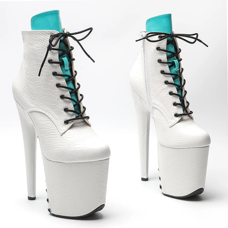 Leecabe 20CM/8Inch Snake Upper Platform boots party High Heels closed toe Pole Dance shoes
