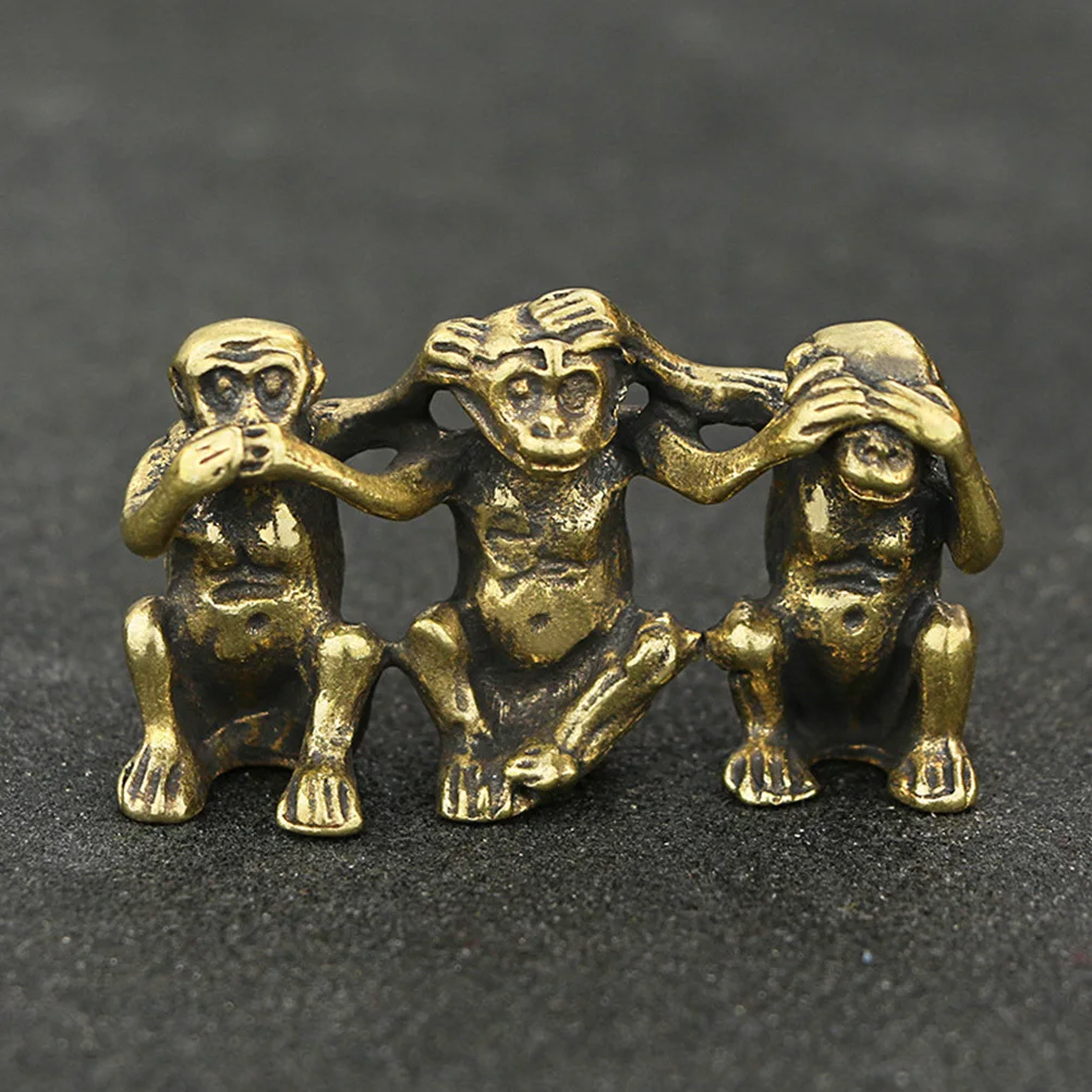 

Three Brass Monkey Sculpture Desktop Decorative Ornament for Office Home Table Monkey Statue Table Decor Desktop Ornament