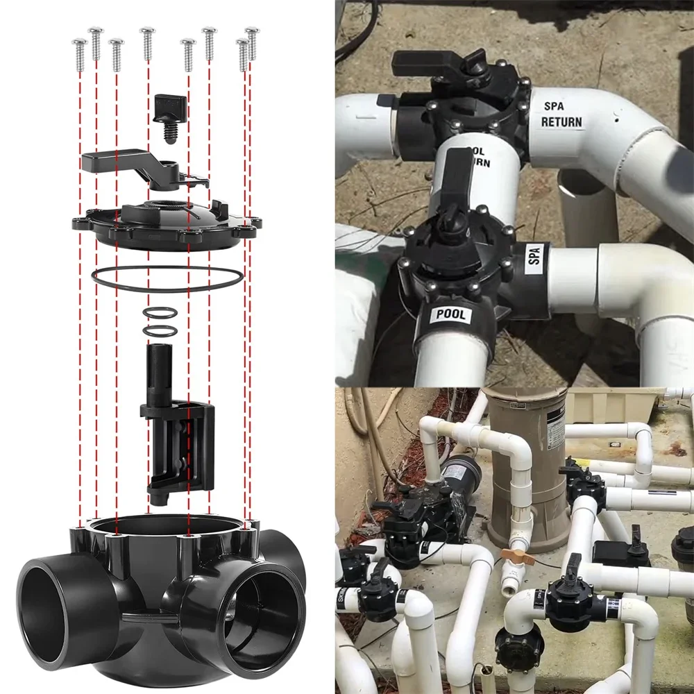 4715 3-Ports 1-1/2 To 2-Inch Positive Seal NeverLube Valve, 170 GPM Flow, for For Most Pool or Spa Pumps 1-1/2
