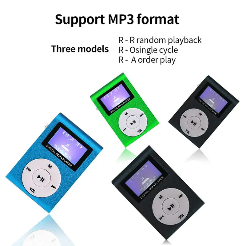 MP3 Music Player Mini Portable Clip MP3 Student Walkman Support 32GB Micro SD TF Card LCD Screen Fashion Sport Music Player