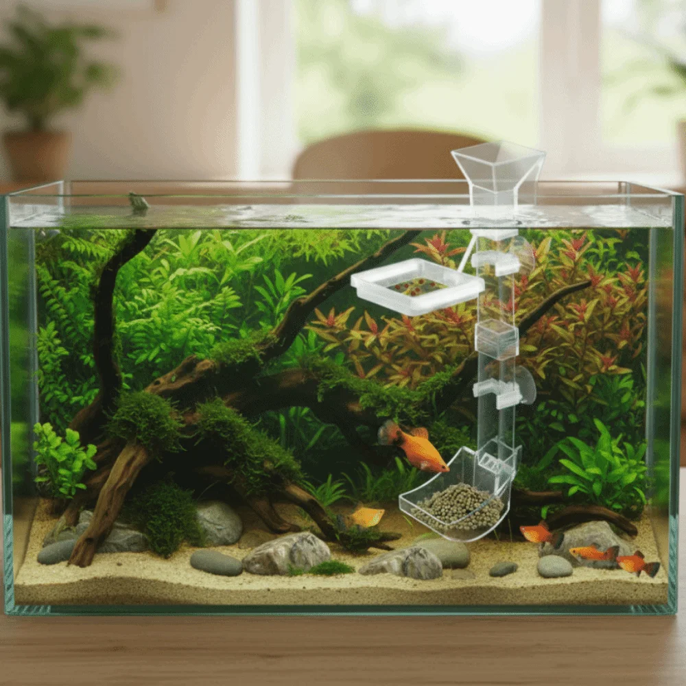 

Transparent Fish Tank Feeding Tube Wall-mounted Acrylic Shrimp Feeding Device with Suction Cup Fish Feeding Basin