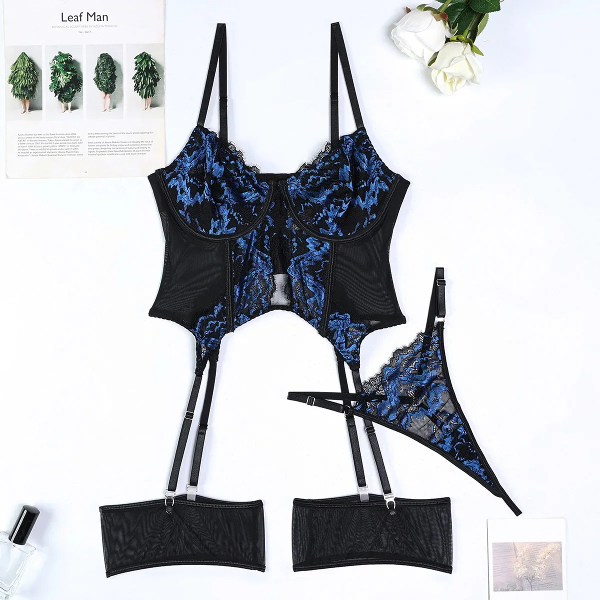 

Women Sexy Lace Exotic Set Thin See Through Lingerie Bra Set Elegant Embroidery Underwear Exotic Apparel