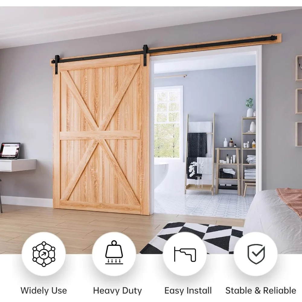 

9 FT Heavy Duty Sliding Barn Door Hardware Track Kit,Basic J Pulley,Slide Smoothly Quietly,Easy Install