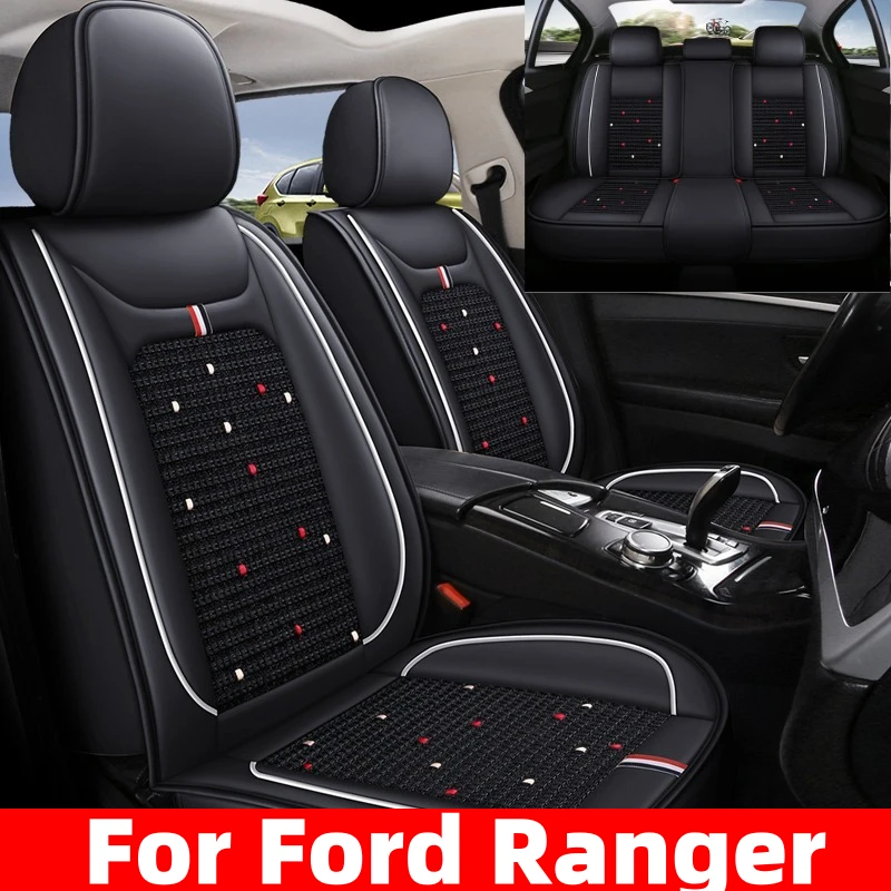 For Ford Ranger Car seat cover waterproof wear-resistant PU leather ice silk splicing soft and comfortable full set 5 seat cover