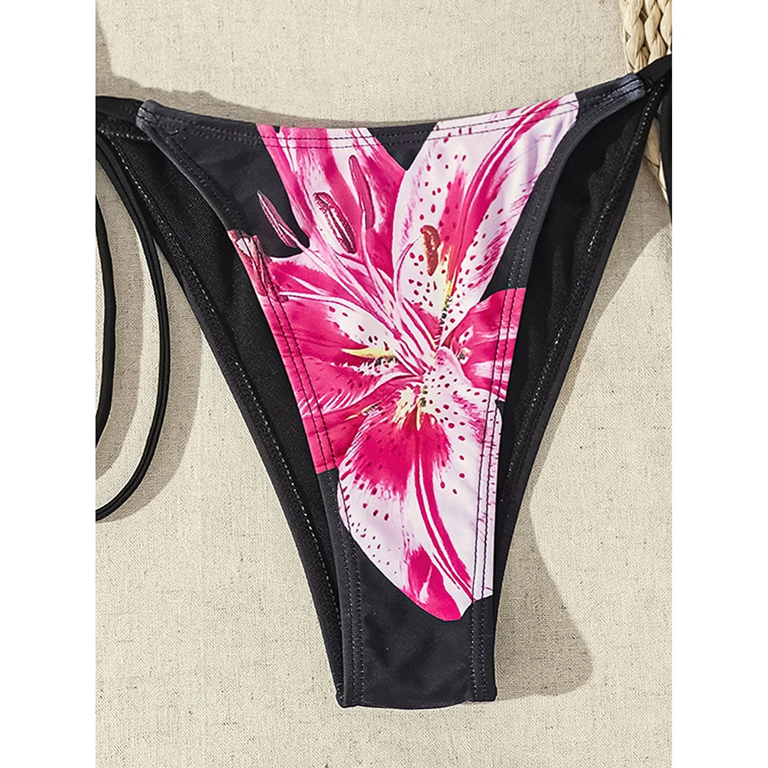 XS - L, Bikini mit Blumen- und Leopardenmuster, Damen-Badebekleidung, zweiteiliger Bikini, Badeanzug, Badebekleidung, Modell V6424. – Detail 9