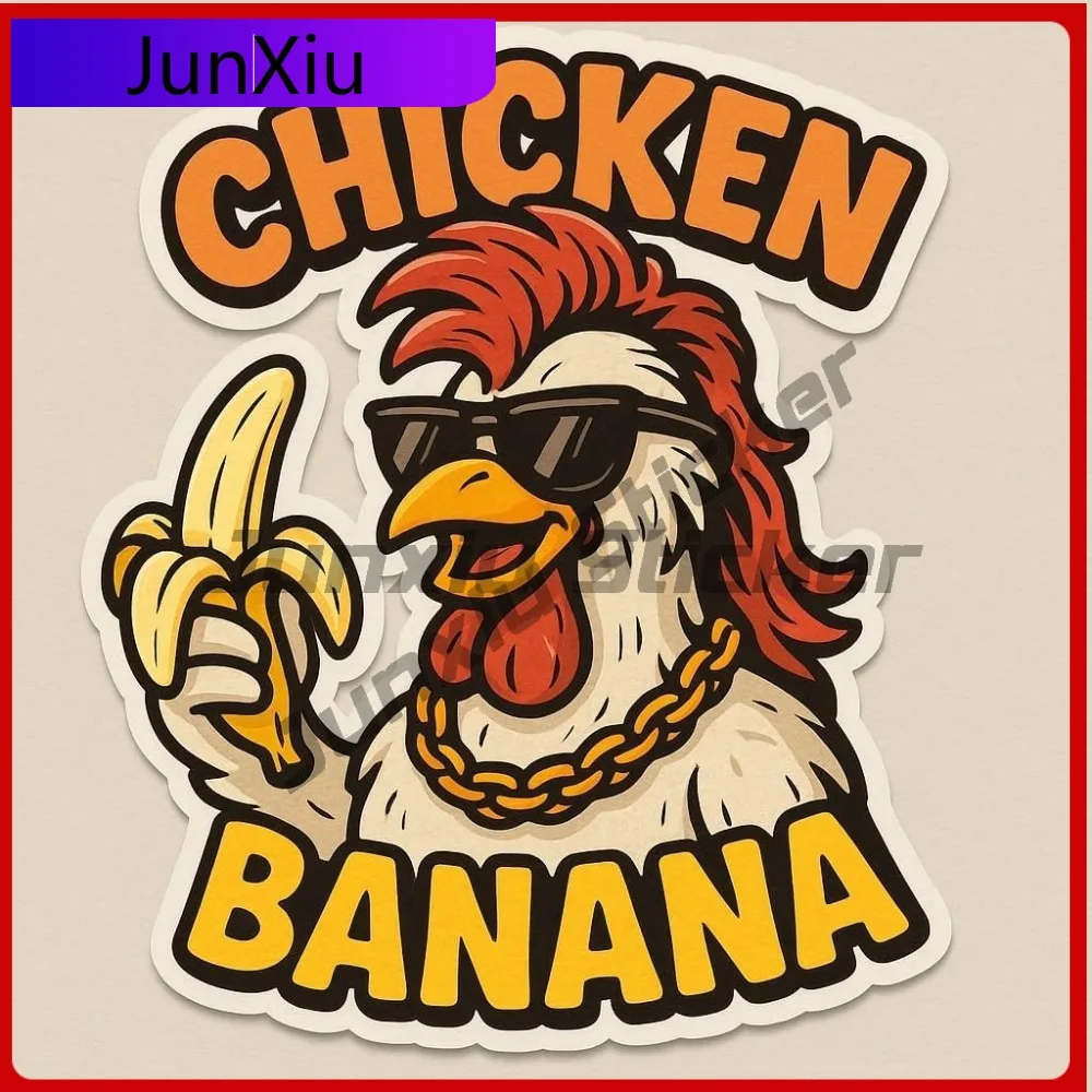 

Chicken Banana Creative Stickers Funny Vinyl Waterproof Decal Accessories Cup Cooler Box Decal Car Window Laptop Wall Decals Pvc