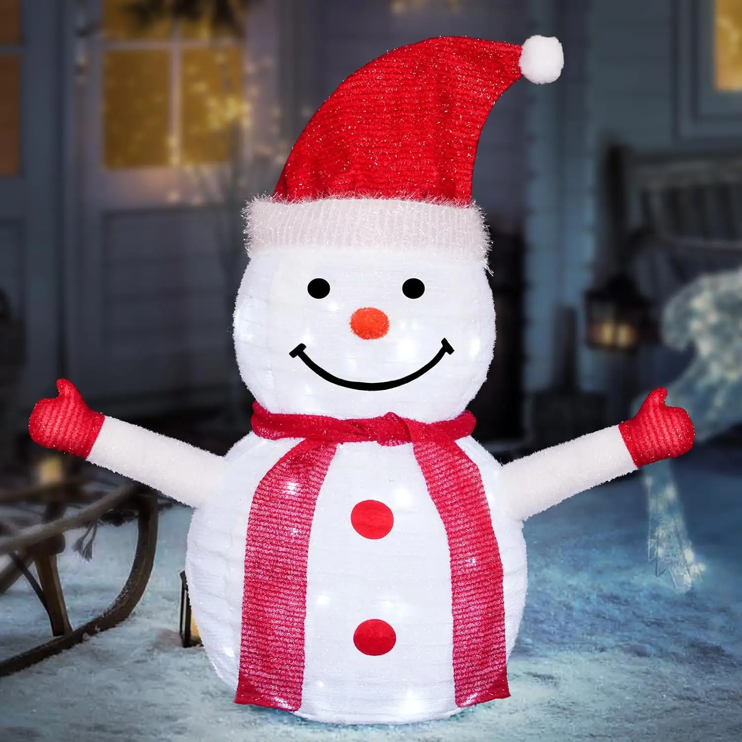 

Lighted Snowman Outdoor & Indoor Decor - 2.75ft Battery Powered LED Christmas Figure for Porch, Lawn, Yard