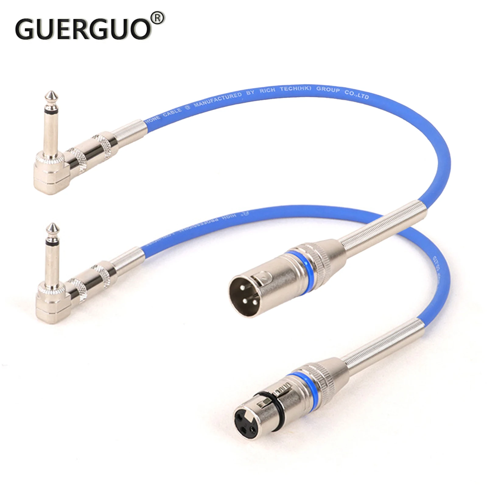 3Pin Colorful F/M XLR to 1/4 (6.35mm) TS Angle Mono Male Jack Unbalanced Microphone Cable Mic Cord for Dynamic Microphone