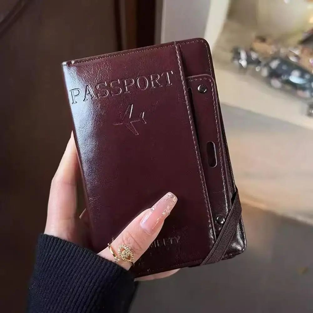 

Creative Card Holder PU Passport Bag Passport Cover Ticket Holder Passport Clip Purse RFID Anti-theft Travel Wallet Women