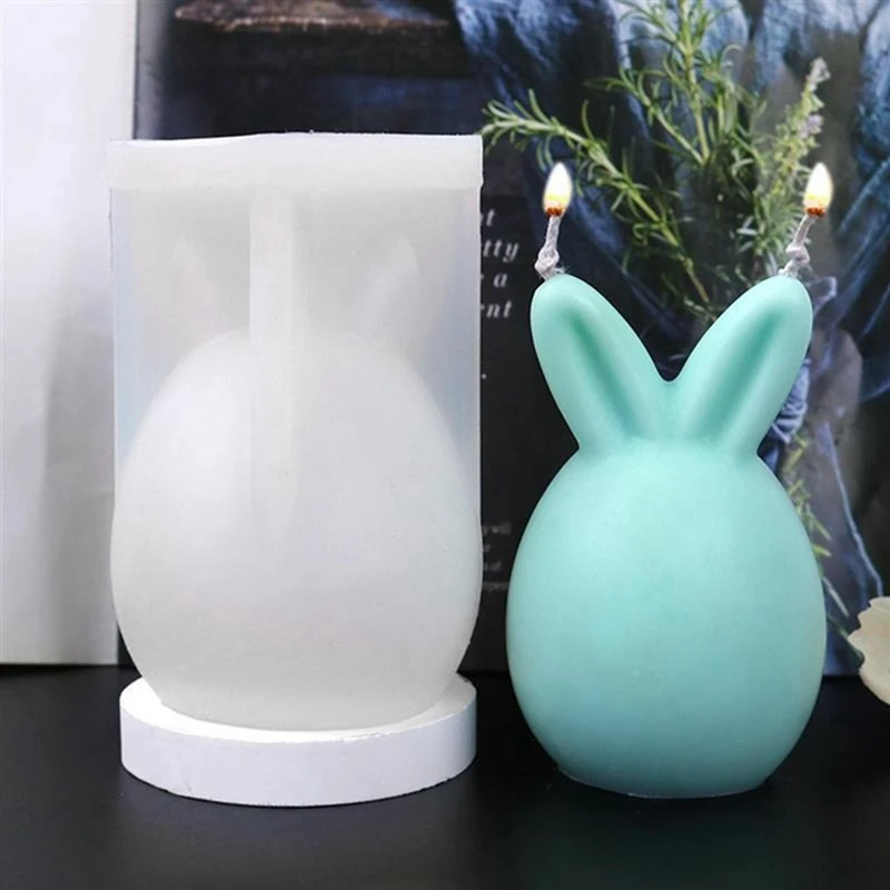 2Pcs 3D Rabbit Silicone Mold Easter Candles Durable, Flexible & Easy To Use For Fondant, Chocolate, Cake Decor