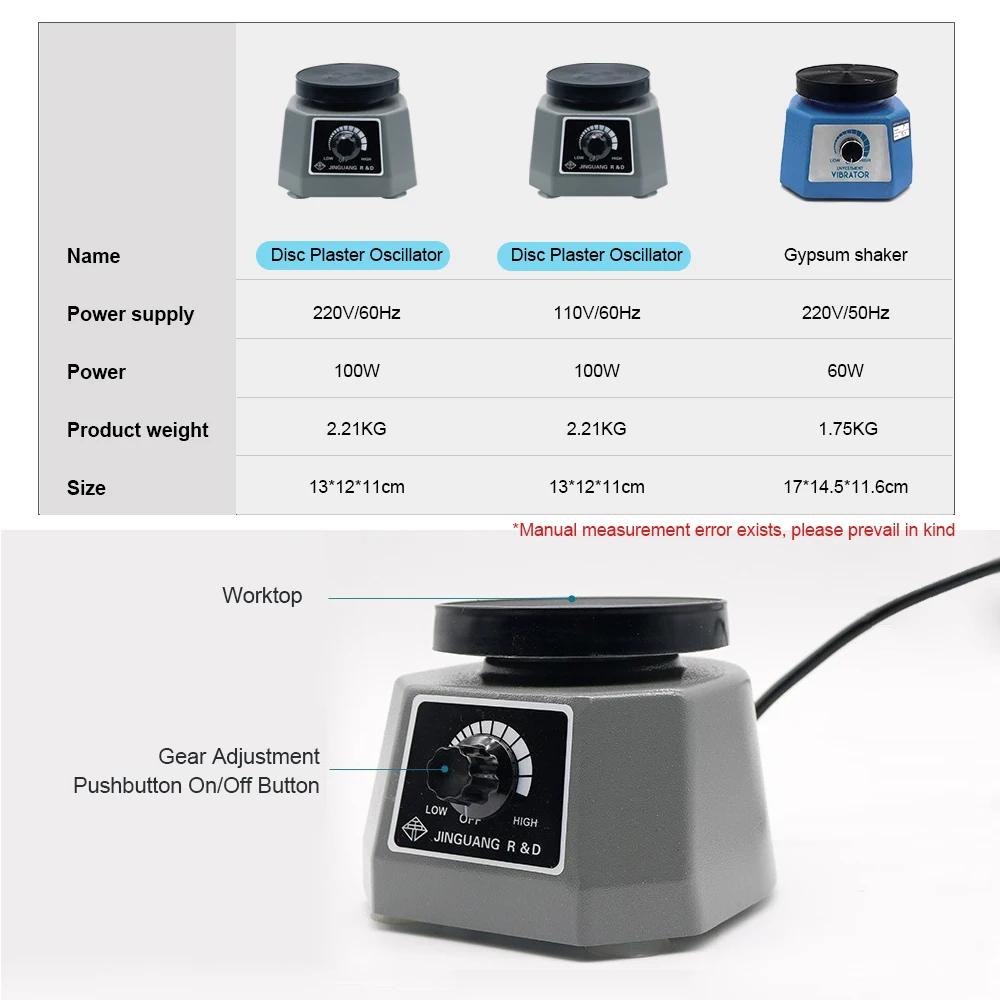 Electric Dental Vibrator Dental Vibrating Plate Vibrating Table 4" Small Size Round Plaster Oscillator Non-Slip Lab Vibrator