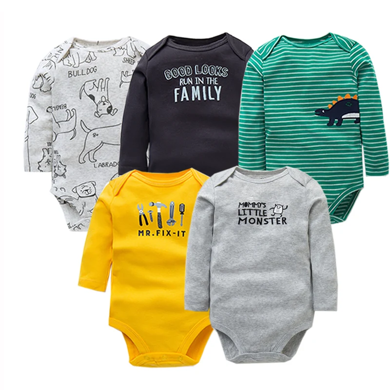 3/4/5 Uds. Body para bebés, niños y niñas, ropa de bebé de algodón 100% a rayas de manga larga, mono para bebé de 0 a 24 meses