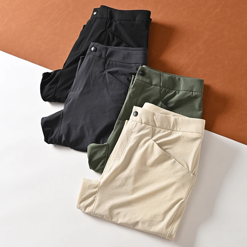 Quick Dry Outdoor Men's Casual Sports Pants Lightweight Breathable Summer Long Straight Leg Trousers Fashionable Urban Style