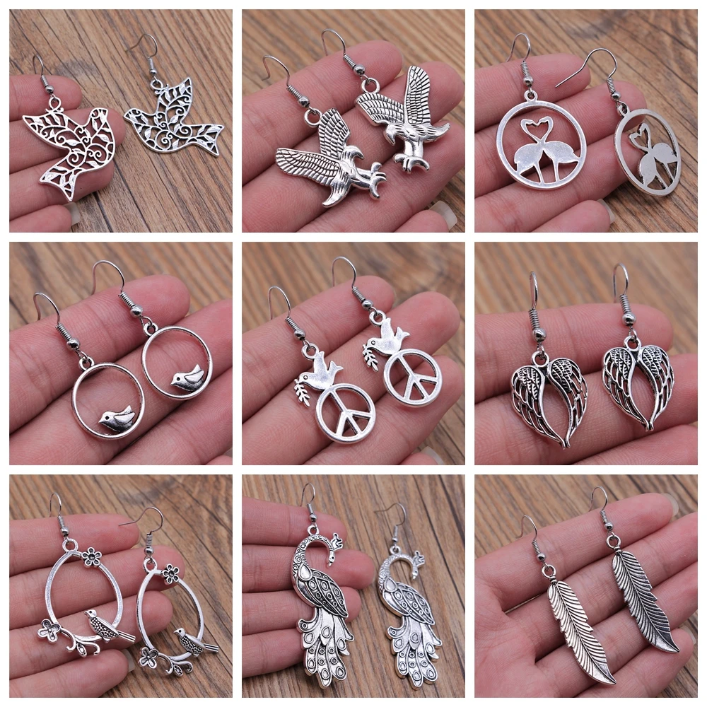 Animal Dangle Earring Vintage Bird Drop Earring Peacock Dove Feather Wing Dangle Drop Earring Fashion Animal Jewelry For Women