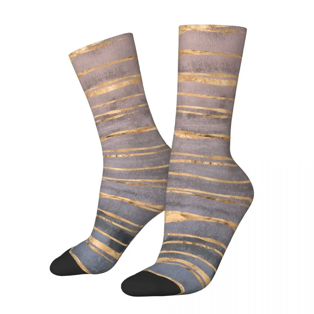 

Breathable Casual Women Men Modern Marble Gold Foil Gemstone Socks Sweat Absorbing Basketball Socks